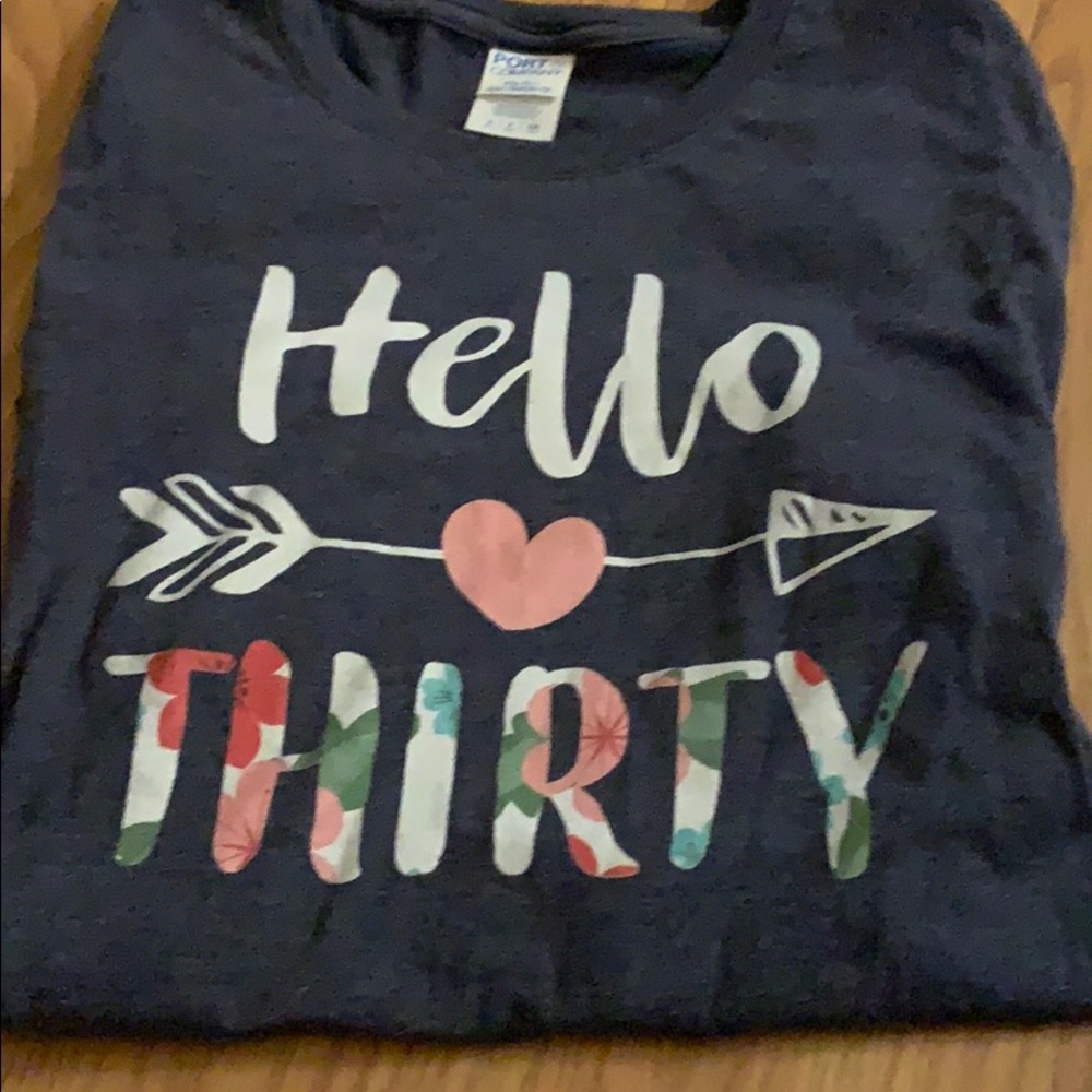 “Hello thirty” arrow floral print tee - Picture 1 of 4